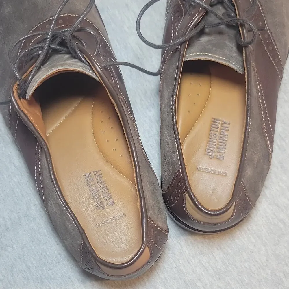 Johnston & Murphy Leather Colorblock Brogue Lace-Up Oxford Dress Shoes 10M